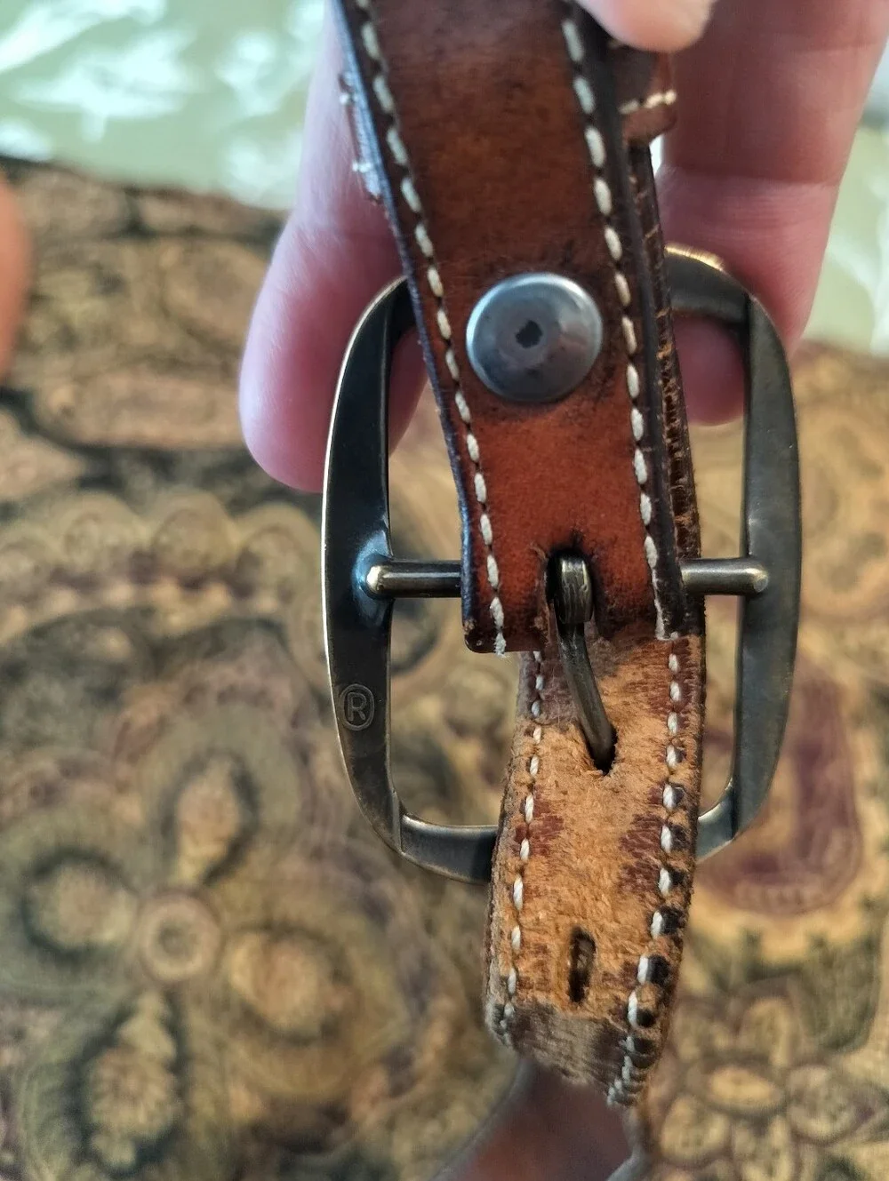 Hand Tooled Leather Western Ranger Belt 36 Aged Honest Wear Strong True Vintage